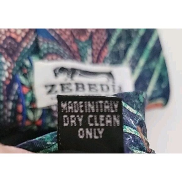 ZEBEDIA Silk tie Made in Italy Colorful Stained Glass Design - Picture 4 of 5